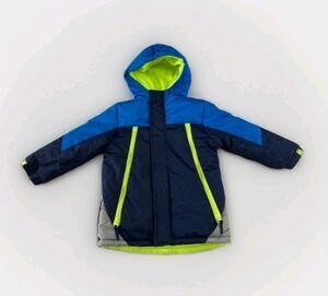 Wippette Boys 4 Blue Gray Hooded Puffer Jacket Winter Coat Full Zip Insulated